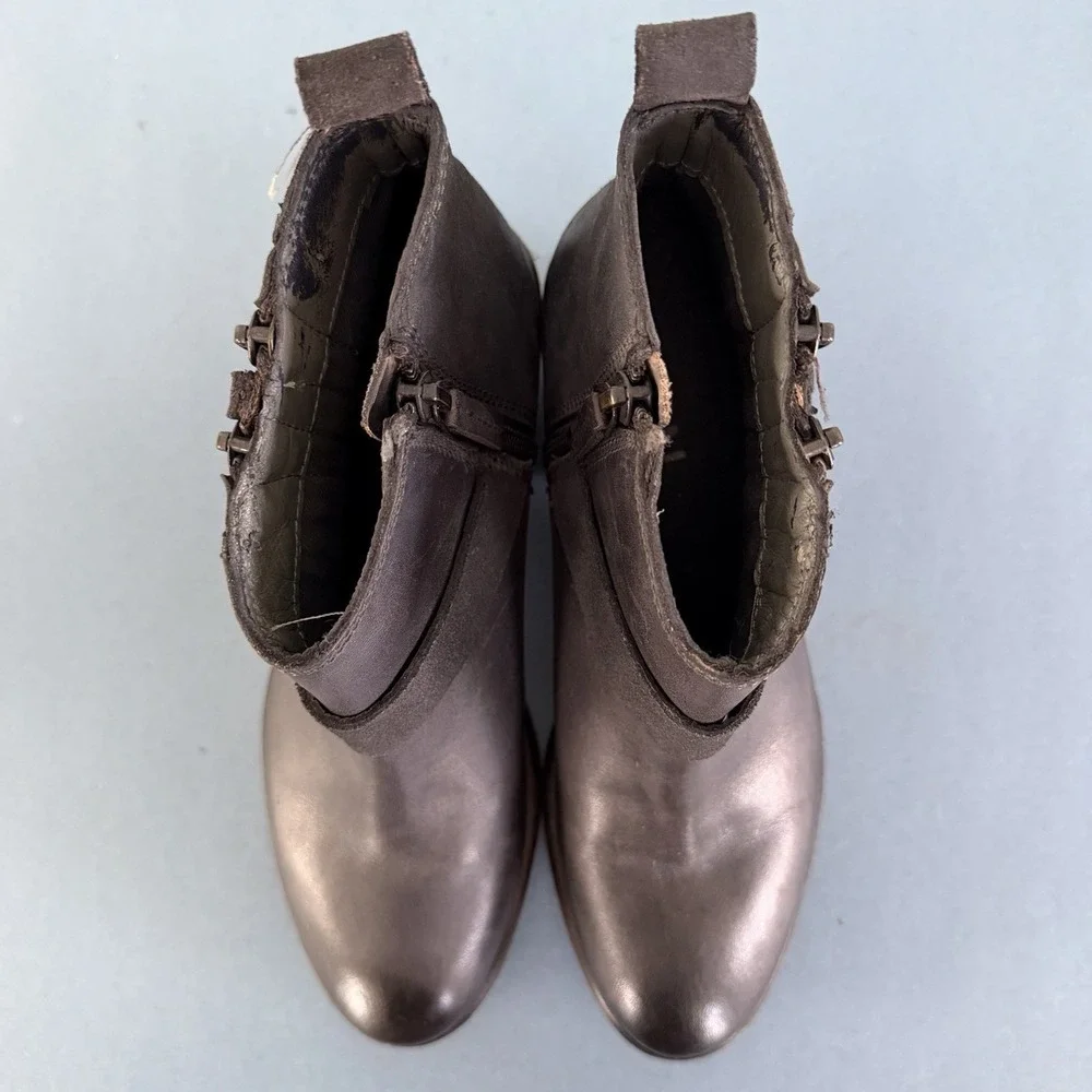 Roan by Bed Stu Liza Black Leather Buckle Western Moto Ankle Boots‎
